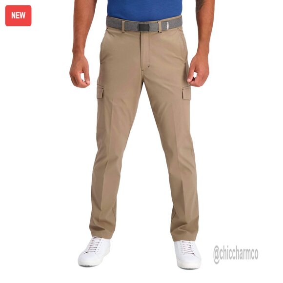 Straight Fit Cargo Pants Ripstop Fabric Stretch Waistband Casual Office Wear